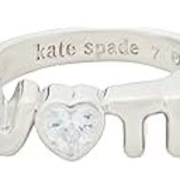 KATE SPADE Cubic Zirconia Heart Vote Signet Ring in Silver RING SIZE 7 - Picture 3 of 3